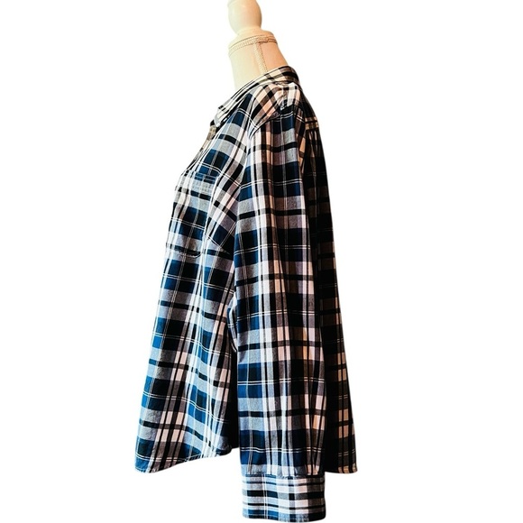 Lauren Ralph Lauren Blue and Black Plaid Women’s Button Down Shirt Size 2X - Picture 3 of 10